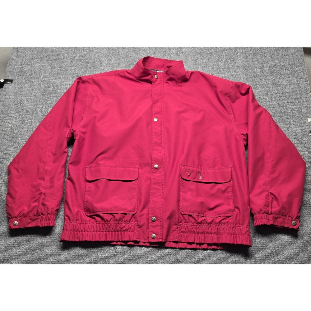 Callaway Golf Jacket Mens Large Red Sueded Microfiber Full Zip Windbreaker L